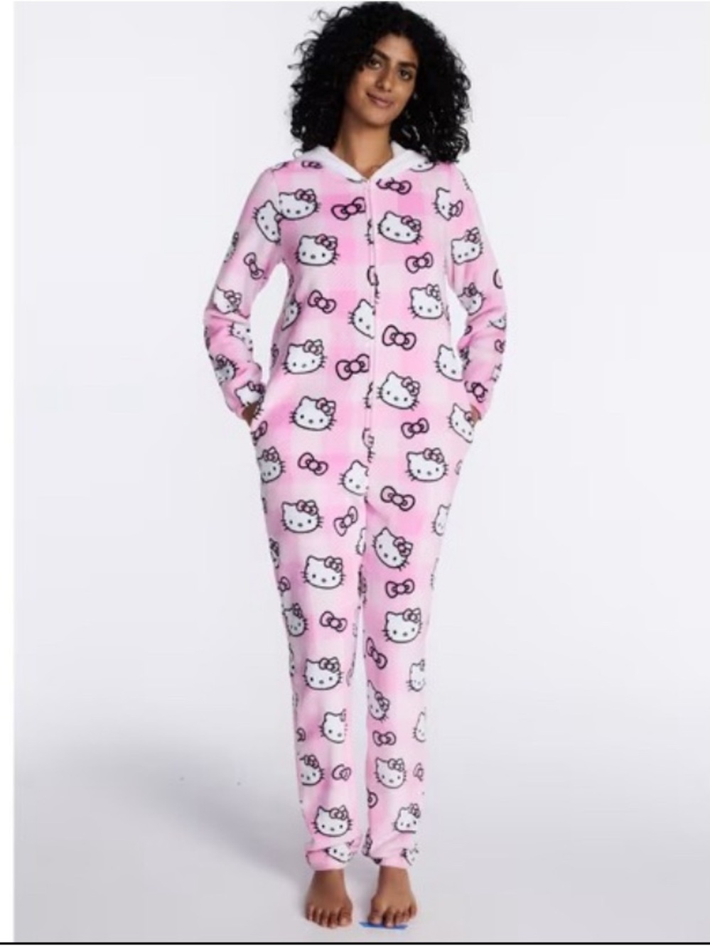 Hello Kitty Pink Fleece Hooded One-Piece Pajama